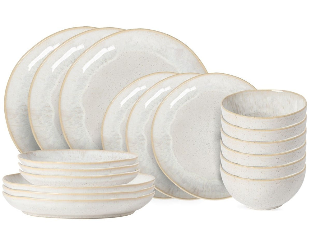 Service de table Costa Nova Casafina Eivissa Sand Beige 18 pièces / 6 personnes - 6 assiettes à dîner, 6 assiettes à petit-déjeuner & 6 bols