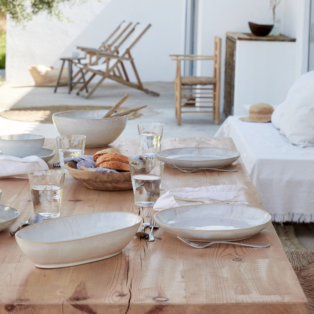 Service de table Costa Nova Casafina Eivissa Sand Beige 12 pièces / 4 personnes - 4 assiettes plates, 4 assiettes à dessert et 4 bols