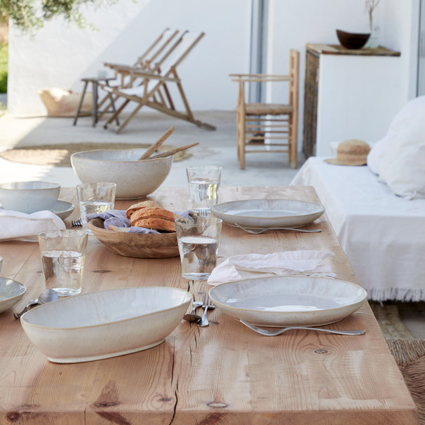 Service de table Costa Nova Casafina Eivissa Sand Beige 18 pièces / 6 personnes - 6 assiettes à dîner, 6 assiettes à petit-déjeuner & 6 bols