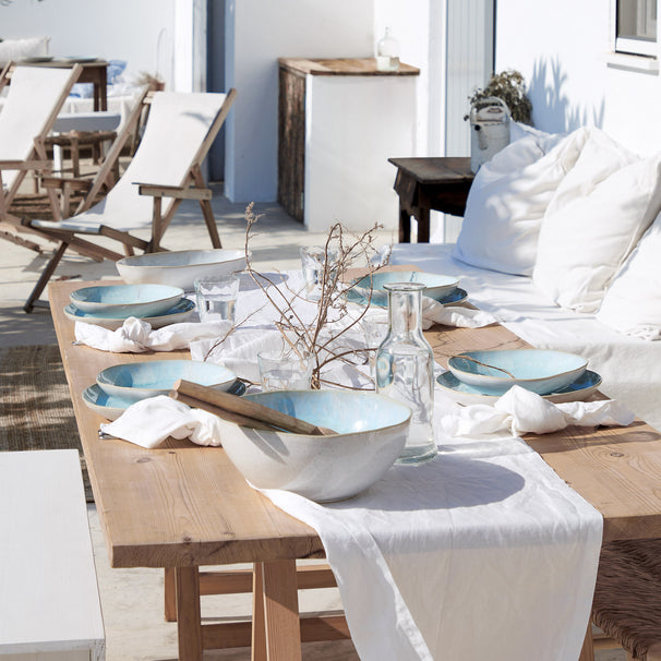 Service de table Costa Nova Casafina Eivissa Sea Blue 18 pièces / 6 personnes - 6 assiettes à dîner, 6 assiettes à petit déjeuner & 6 bols