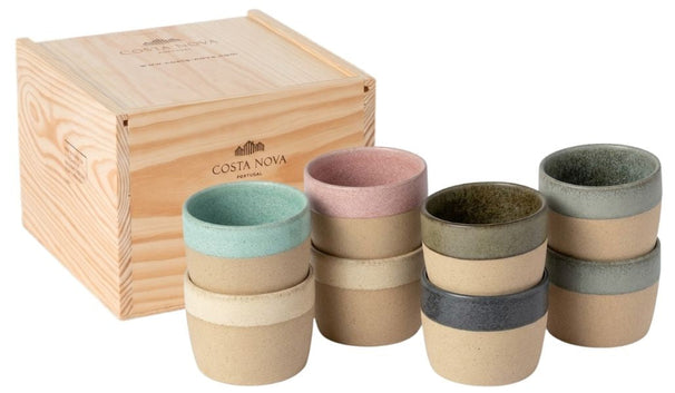 Costa Nova Tasses à café Arenito Multicolore 200 ml - 8 pièces - Boîte cadeau