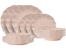 Service de table Costa Nova Rosa Rosé Pink 18 pièces / 6 personnes - 6 assiettes à dîner, 6 assiettes à petit-déjeuner & 6 assiettes creuses