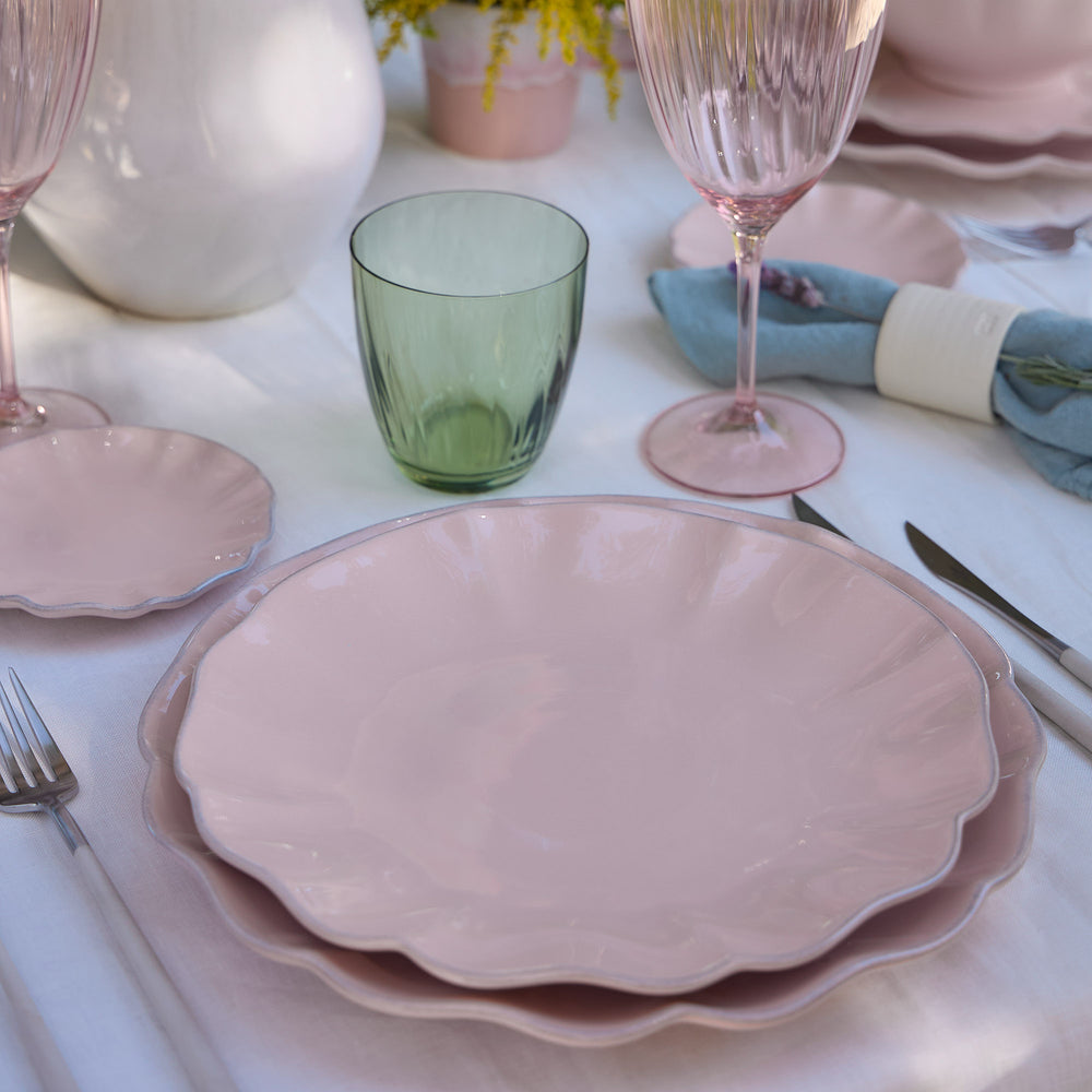 Service de table Costa Nova Rosa Rosé Pink 18 pièces / 6 personnes - 6 assiettes à dîner, 6 assiettes à petit-déjeuner & 6 assiettes creuses