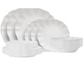 Service de table Costa Nova Rosa White 18 pièces / 6 personnes - 6 assiettes à dîner, 6 assiettes à petit-déjeuner & 6 assiettes creuses