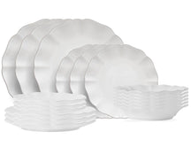 Service de table Costa Nova Rosa White 18 pièces / 6 personnes - 6 assiettes à dîner, 6 assiettes à petit-déjeuner & 6 assiettes creuses