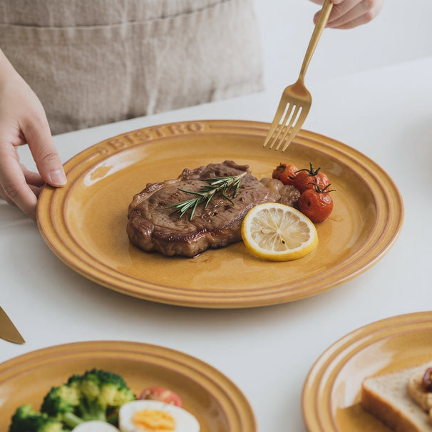 Assiettes plates Cosy & Trendy Bistro Mustard Yellow ø 28 cm - 6 pièces