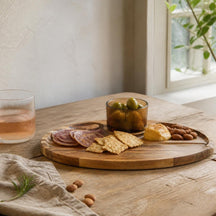 Cosy & Trendy Planche à apéritif avec bol en verre Soluna 2 pièces - Bois d'acacia - 35 x 25 cm