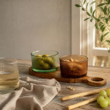 Cosy & Trendy Planche à apéritif avec bols en verre Soluna 3 pièces - Bois d'acacia - 27,5 x 10 cm