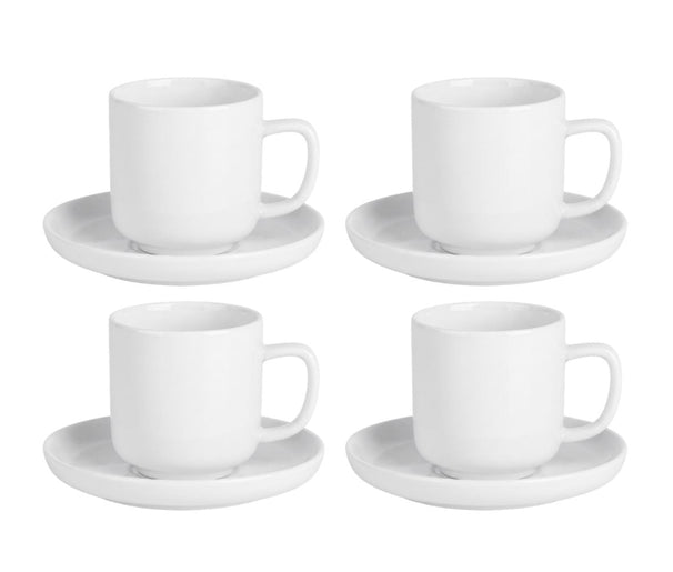 Tasses à espresso avec soucoupes Cosy & Trendy Moon White 90 ml - 4 pièces