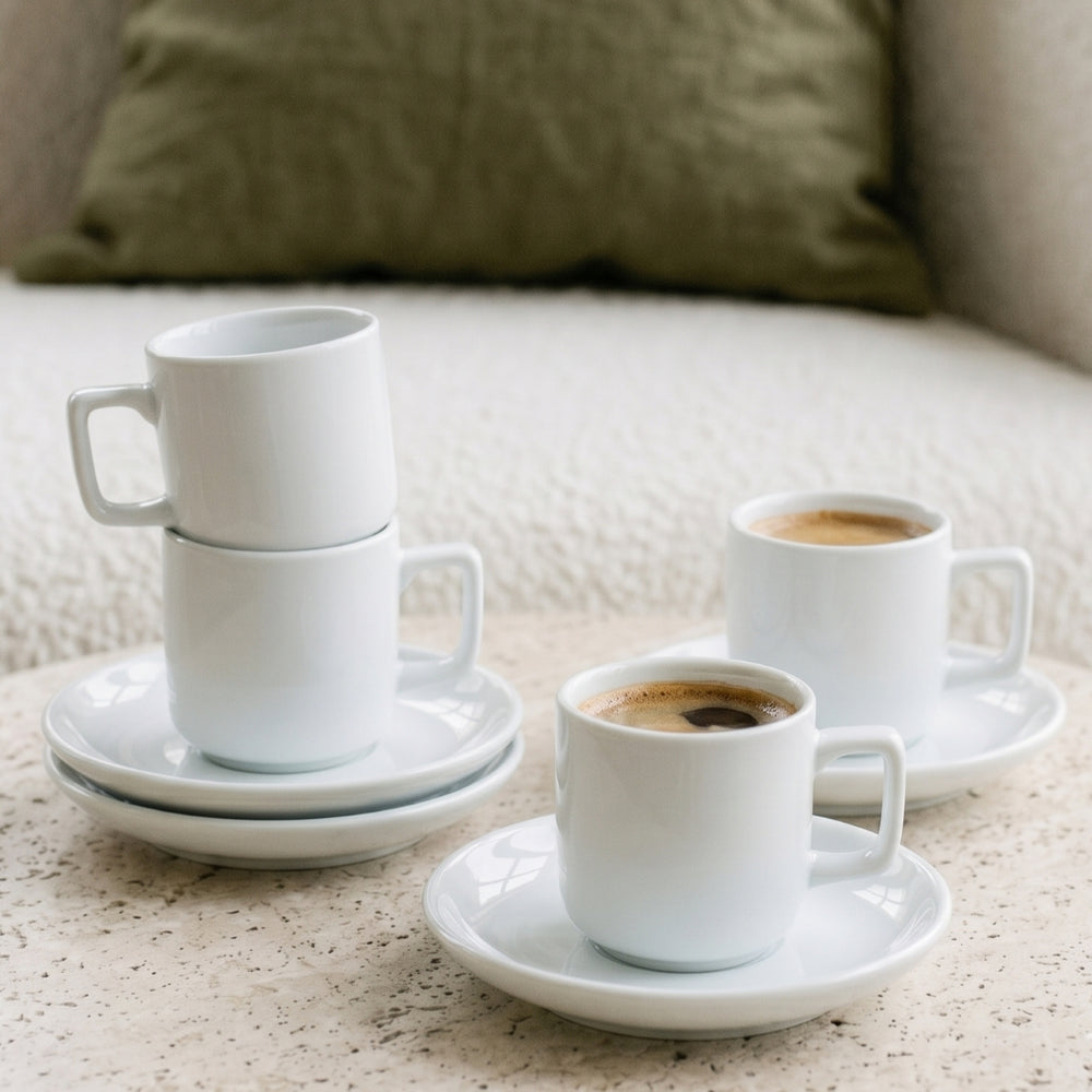 Tasses à espresso avec soucoupes Cosy & Trendy Moon White 90 ml - 4 pièces