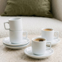 Tasses à espresso avec soucoupes Cosy & Trendy Moon White 90 ml - 4 pièces