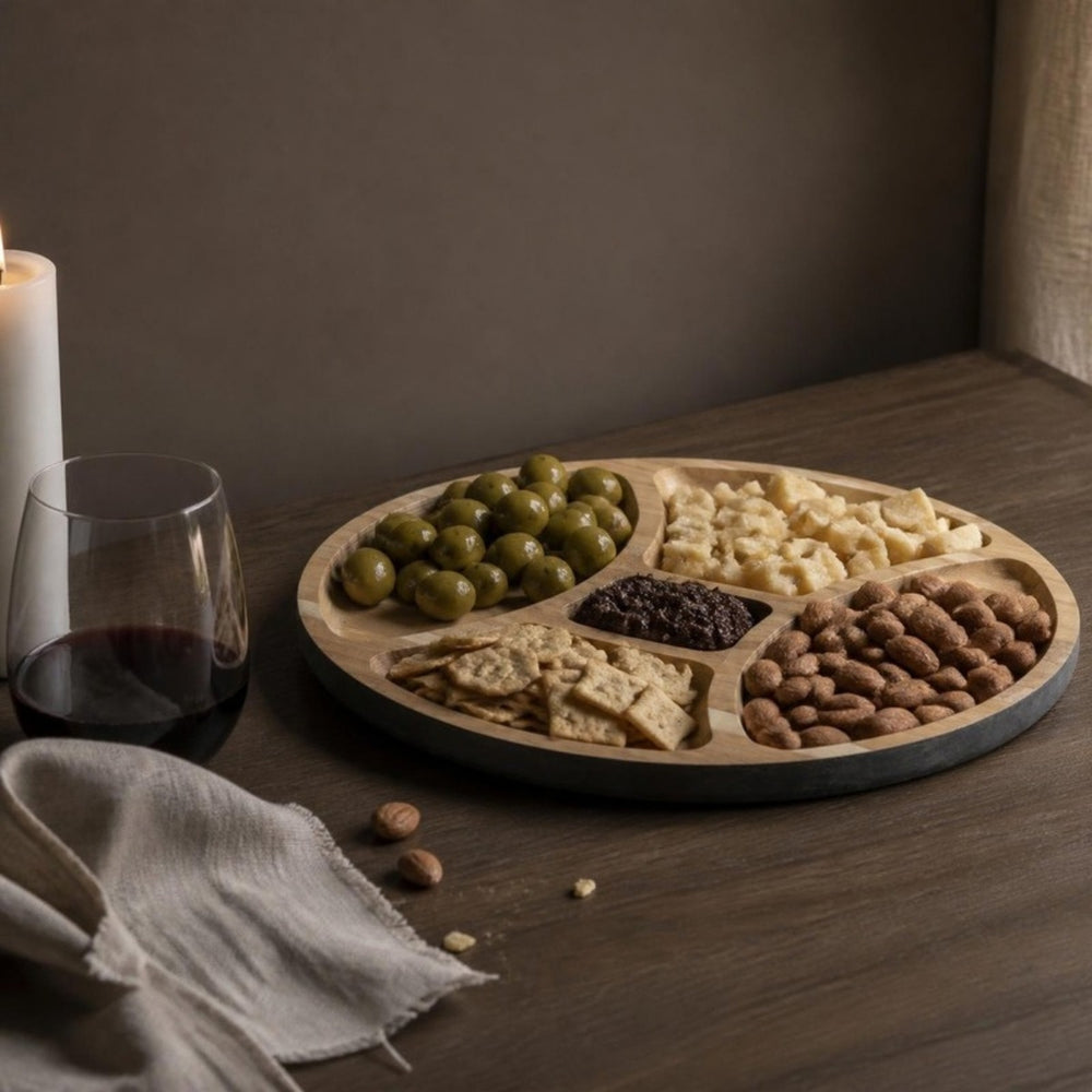 Cosy & Trendy Plateau apéritif à 4 compartiments - Bois d'acacia - ø 29,5 cm