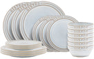 Service de table Cosy & Trendy Bistro Vintage White 18 pièces / 6 personnes - 6 assiettes à dîner, 6 assiettes à petit-déjeuner & 6 bols