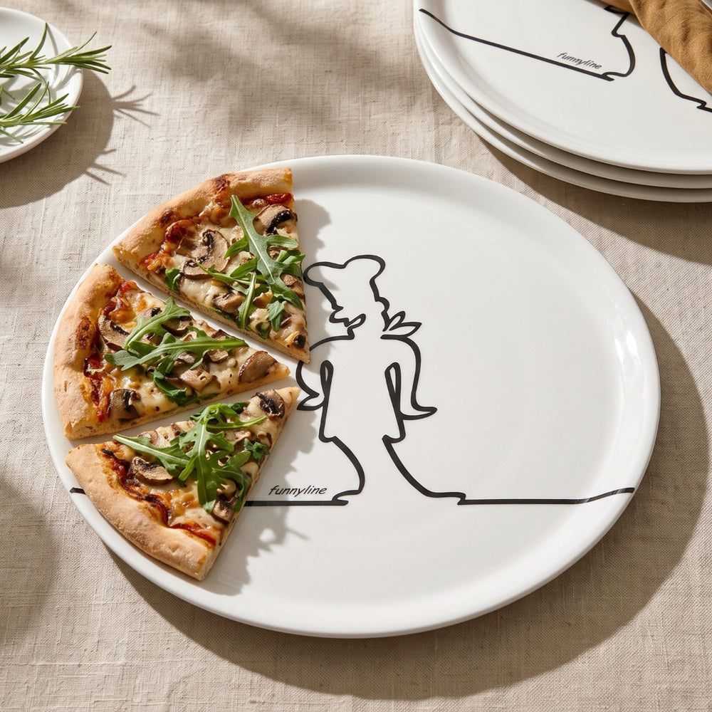 Assiettes à pizza Cosy & Trendy Funnyline Noir / Blanc - ø 31 cm - 6 pièces