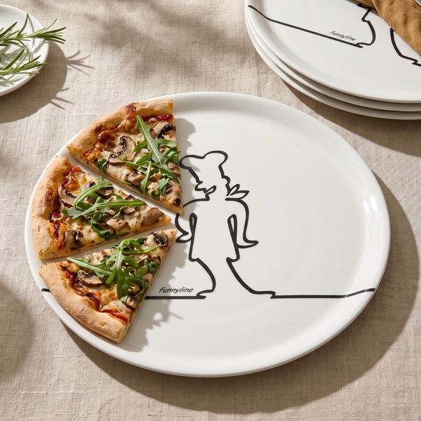 Assiettes à pizza Cosy & Trendy Funnyline Noir / Blanc - ø 31 cm - 6 pièces