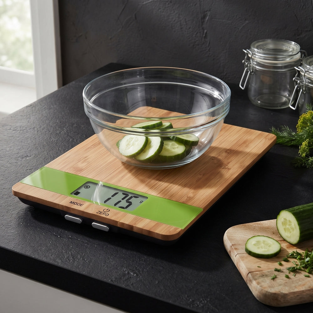 Balance de cuisine en bambou Cosy & Trendy Vert - Max. 5 kg