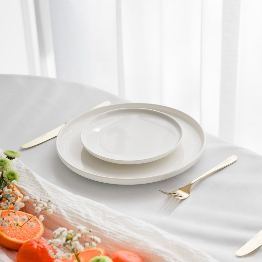 Set d'assiettes Cosy & Trendy - en porcelaine - Moon White - 28 cm - 4 pièces