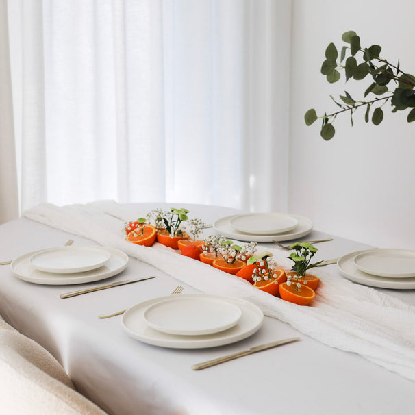 Set d'assiettes Cosy & Trendy - en porcelaine - Moon White - 28 cm - 4 pièces
