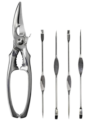 Crafts La Marée Set de homard Inox 5 pièces - Pince à homard & Fourchettes à homard