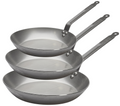 Ensemble de poêles De Buyer Lyonnaise Carbone Plus 3 pièces - Acier au carbone - ø 20, 24 & 28 cm - sans revêtement antiadhésif