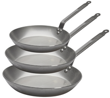 Ensemble de poêles De Buyer Lyonnaise Carbone Plus 3 pièces - Acier au carbone - ø 20, 24 & 28 cm - sans revêtement antiadhésif