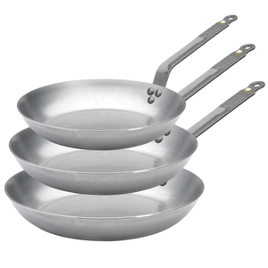Ensemble de poêles De Buyer Mineral B Element 3 pièces - ø 20, 24 & 28 cm - sans revêtement antiadhésif