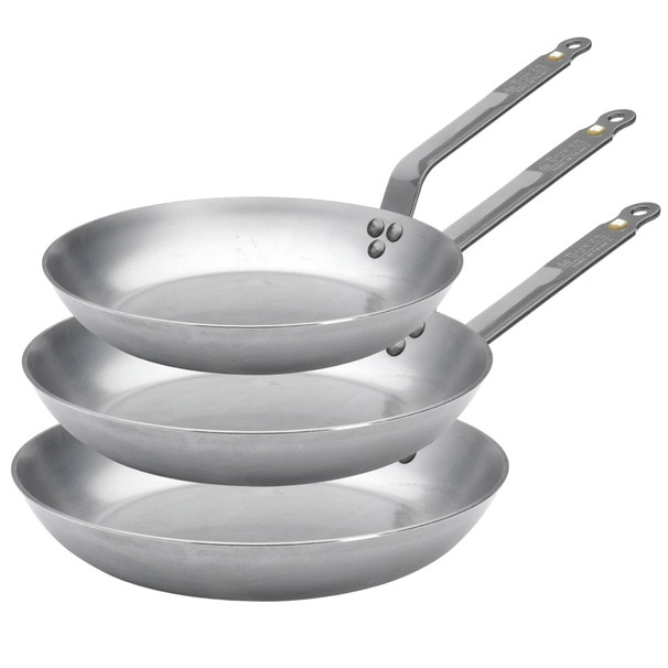 Ensemble de poêles De Buyer Mineral B Element 3 pièces - ø 20, 24 & 28 cm - sans revêtement antiadhésif