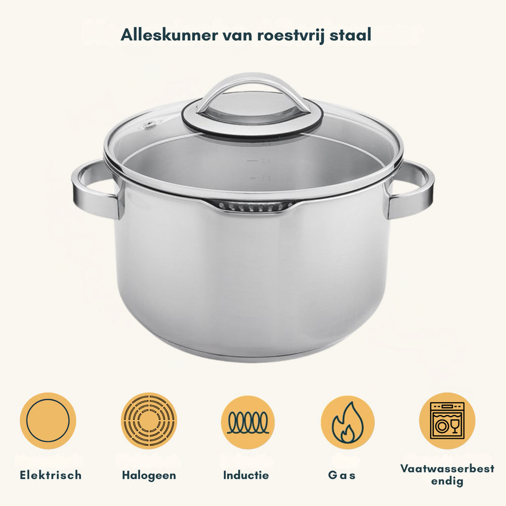 Set de casseroles Sola - Casseroles en inox - Diamond - Ø16-24 cm - 5 pièces