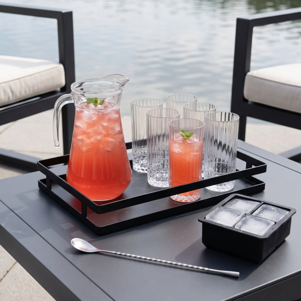 Set à cocktail Dolle Mina - Carafe 1,6 L avec 6 verres longdrink 490 ml, cuillère à cocktail & moule à glaçons