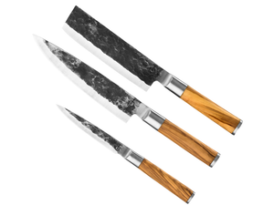 Set de couteaux Forged - Couteaux de cuisine - Olive - en acier 440C - 3 pièces