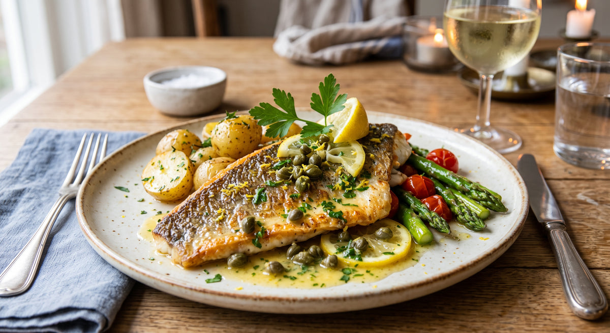 Peau croustillante, chair juteuse et une sauce au beurre fraîche. Le poisson peut être aussi simple.