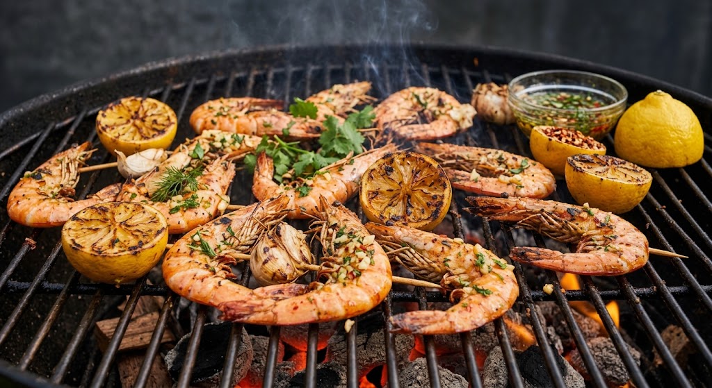 Gambas juteuses avec une touche fraîche, directement du gril
