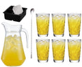 Set à cocktail Yellow Peter - Carafe 1,6 L avec 6 Verres Long Drink 470 ml, Cuillère à cocktail & Moule à glaçons