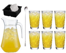 Set à cocktail Yellow Peter - Carafe 1,6 L avec 6 Verres Long Drink 470 ml, Cuillère à cocktail & Moule à glaçons