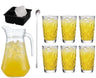 Set à cocktail Yellow Peter - Carafe 1,6 L avec 6 Verres Long Drink 470 ml, Cuillère à cocktail & Moule à glaçons