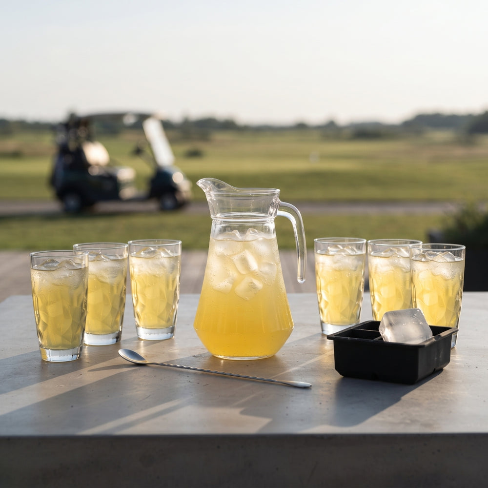 Set à cocktail Yellow Peter - Carafe 1,6 L avec 6 Verres Long Drink 470 ml, Cuillère à cocktail & Moule à glaçons