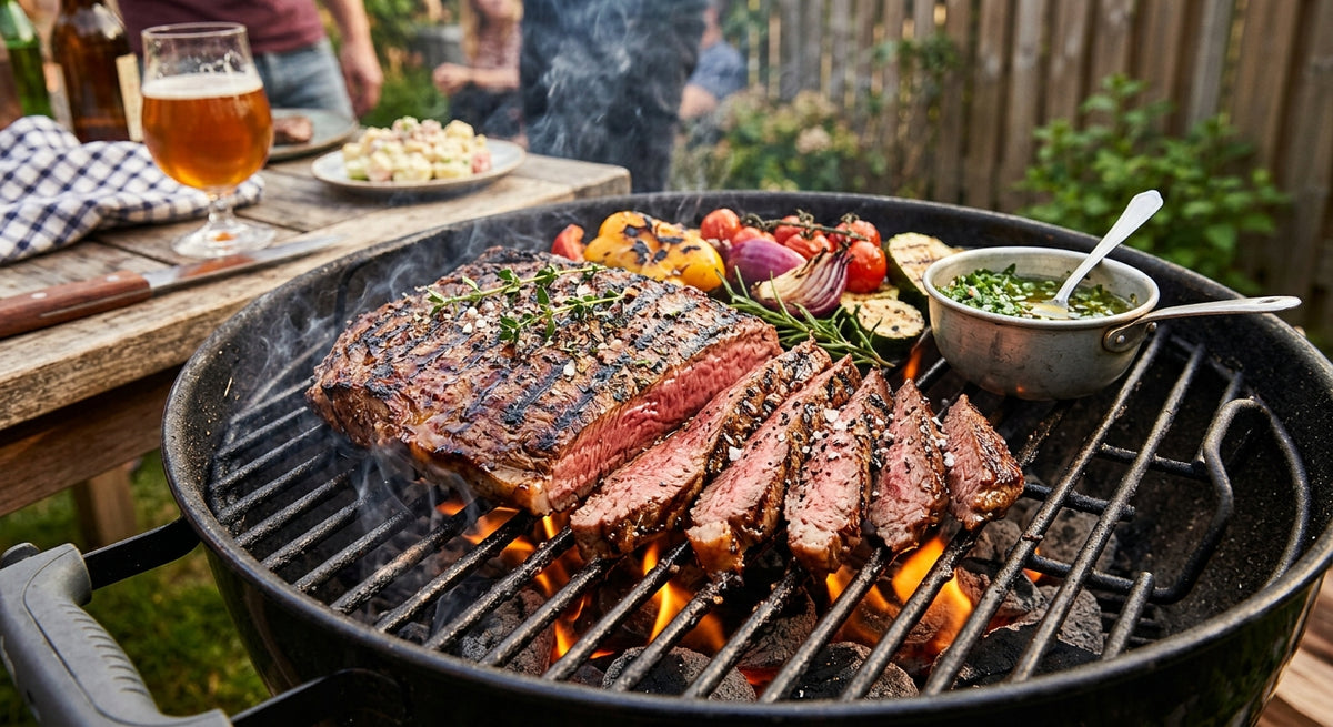 Savourez l'aventure de la cuisine en plein air avec cette bavette juteuse !