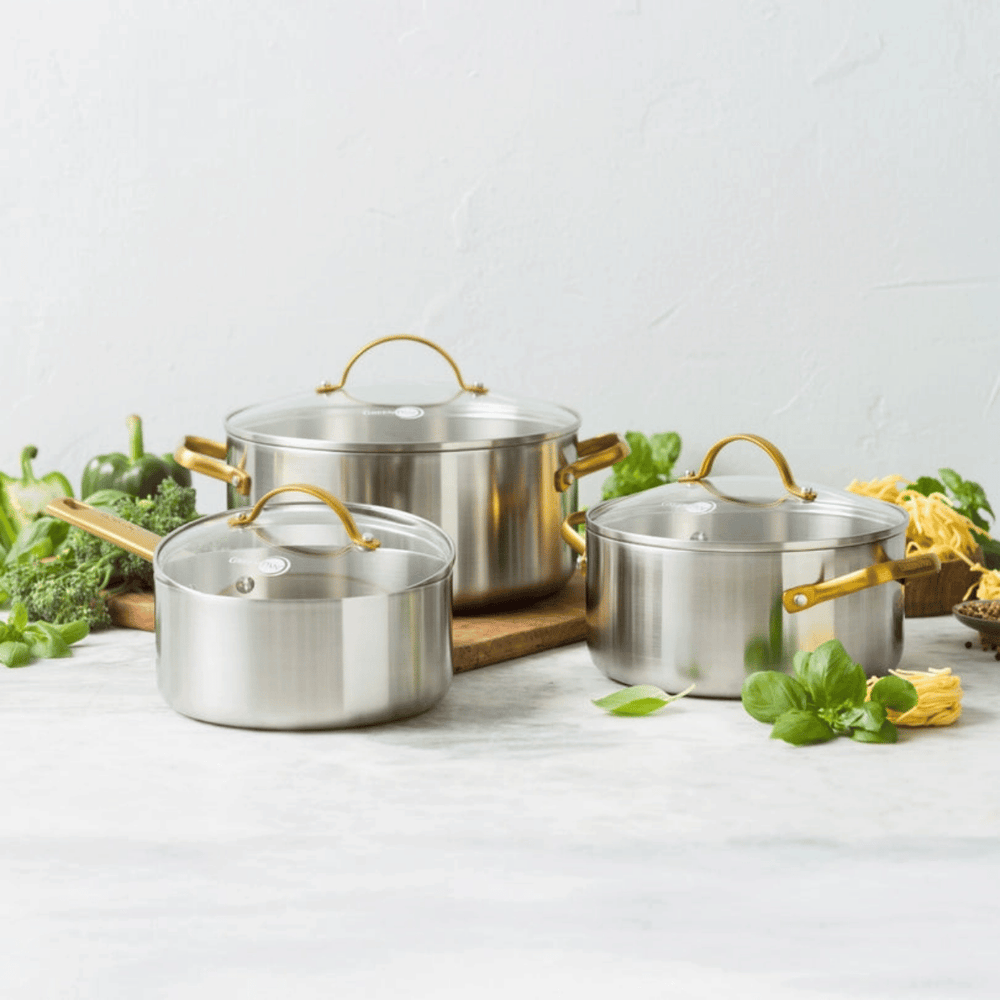 Ensemble de casseroles GreenPan Padova Reserve 5 pièces - Triply - Casserole ø 20, 24 cm, Casserole ø 18 cm & Poêle ø 20 & 28 cm