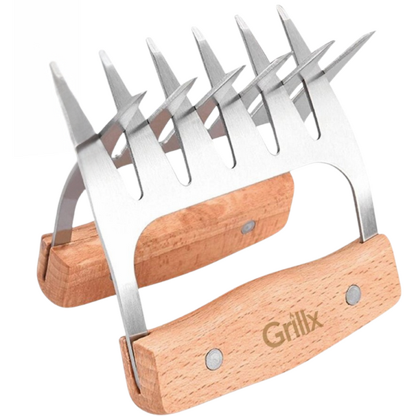 Ensemble de crochets a viande GrillX - Porc effiloché - BBQ - 11,5 cm - 2 pièces
