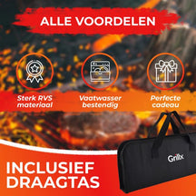 Set d'outils de barbecue GrillX - Accessoires barbecue - GrillX BBQ - 19 pièces