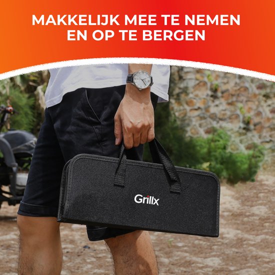 Set d'outils de barbecue GrillX - Accessoires barbecue - GrillX BBQ - 19 pièces