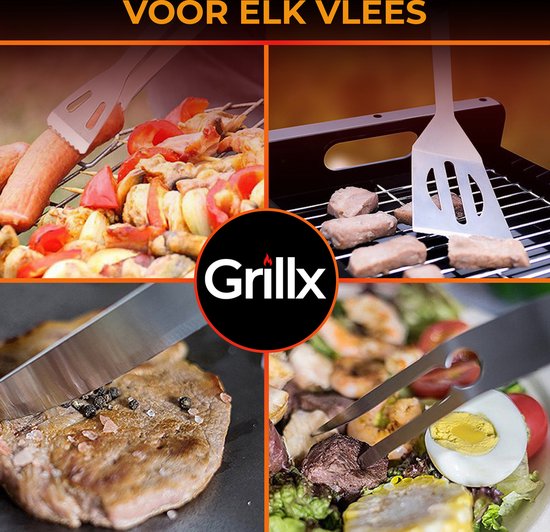 Set d'outils de barbecue GrillX - Accessoires barbecue - GrillX BBQ - 19 pièces