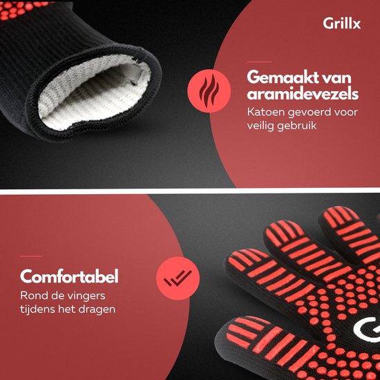 Set de gants de barbecue GrillX - Gants de four - GrillX BBQ - 2 pièces