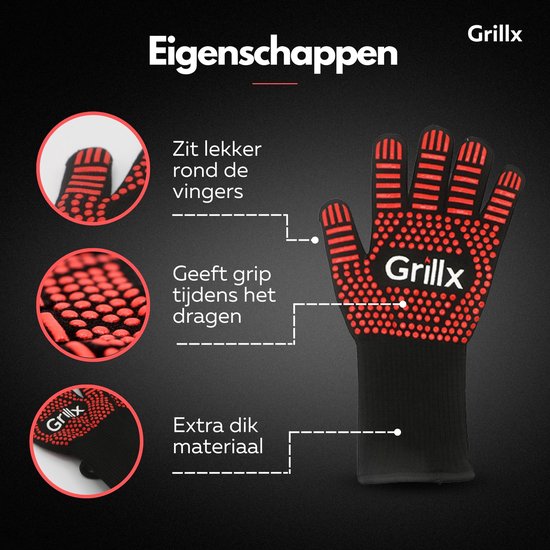 Set de gants de barbecue GrillX - Gants de four - GrillX BBQ - 2 pièces