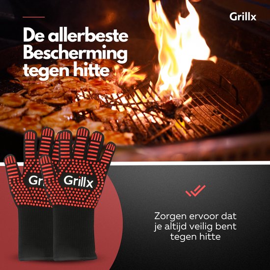 Set de gants de barbecue GrillX - Gants de four - GrillX BBQ - 2 pièces