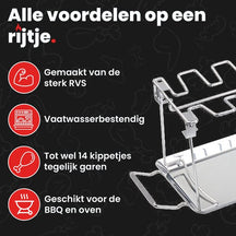 Support a ailes de poulet GrillX - Outil BBQ - GrillX BBQ - 430 x 140 x 150 mm