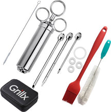 Set d'injecteurs GrillX - Injecteur a viande - GrillX BBQ - en inox - 14 pièces