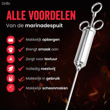 Set d'injecteurs GrillX - Injecteur a viande - GrillX BBQ - en inox - 14 pièces
