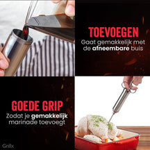 Set d'injecteurs GrillX - Injecteur a viande - GrillX BBQ - en inox - 14 pièces