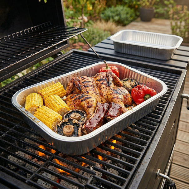 Plateaux de cuisson en aluminium Cookinglife Grill BBQ / Plateau de cuisson pour barbecue - 22 x 26 cm - 15 pièces